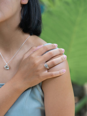 Green Amethyst and Aquamarine Ring - Gardens of the Sun | Ethical Jewelry