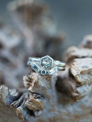 Green Amethyst and Aquamarine Ring - Gardens of the Sun | Ethical Jewelry