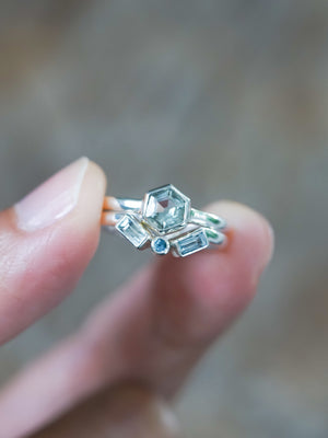 Green Amethyst and Aquamarine Ring - Gardens of the Sun | Ethical Jewelry