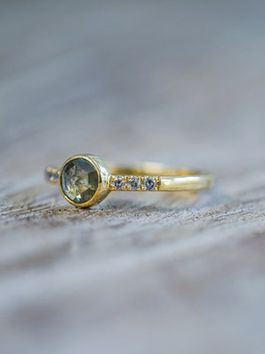 Green Diamond Ring in Gold - Gardens of the Sun | Ethical Jewelry
