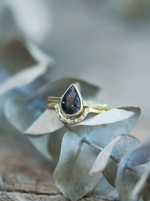 Pear Sapphire Ring Set in Ethical Gold - Gardens of the Sun | Ethical Jewelry