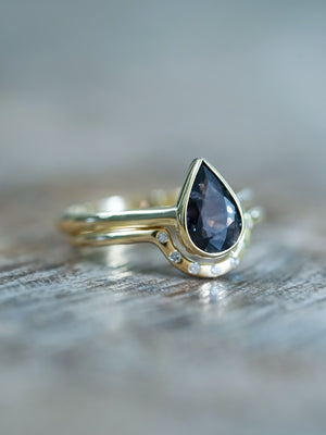 Pear Sapphire Ring Set in Ethical Gold - Gardens of the Sun | Ethical Jewelry