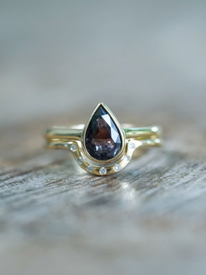 Pear Sapphire Ring Set in Ethical Gold - Gardens of the Sun | Ethical Jewelry