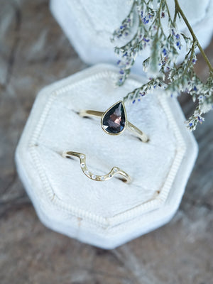 Pear Sapphire Ring Set in Ethical Gold - Gardens of the Sun | Ethical Jewelry