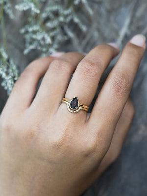 Pear Sapphire Ring Set in Ethical Gold - Gardens of the Sun | Ethical Jewelry