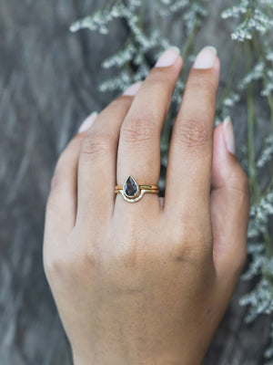 Pear Sapphire Ring Set in Ethical Gold - Gardens of the Sun | Ethical Jewelry