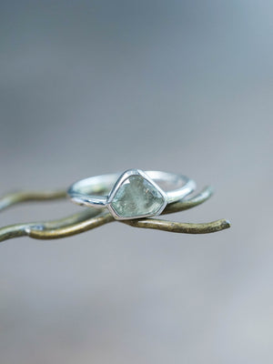 Green Montana Sapphire and Diamond Ring in Recycled Sterling Silver