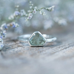 Green Montana Sapphire and Diamond Ring in Silver