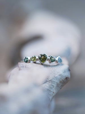 Green Tourmaline Heart Ring Silver