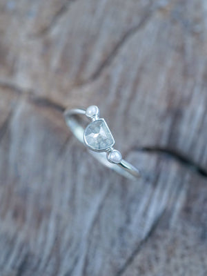 Half Moon Diamond and Pearl Ring - Gardens of the Sun | Ethical Jewelry