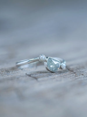 Half Moon Diamond and Pearl Ring - Gardens of the Sun | Ethical Jewelry