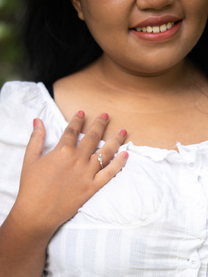 Half Moon Diamond and Pearl Ring - Gardens of the Sun | Ethical Jewelry