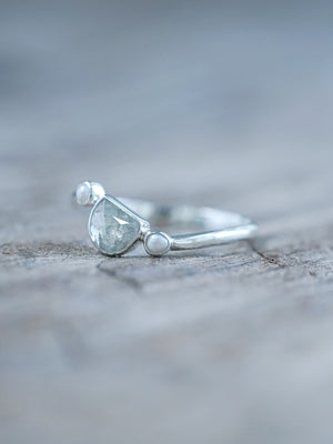 Half Moon Diamond and Pearl Ring - Gardens of the Sun | Ethical Jewelry