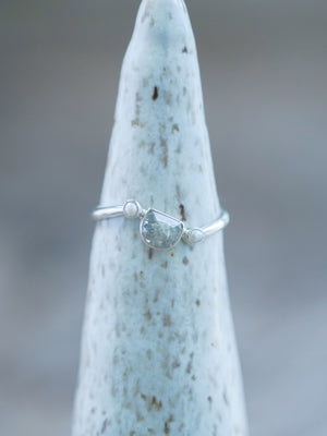 Half Moon Diamond and Pearl Ring - Gardens of the Sun | Ethical Jewelry