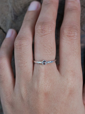 Hammered Blue Sapphire Engagement Ring