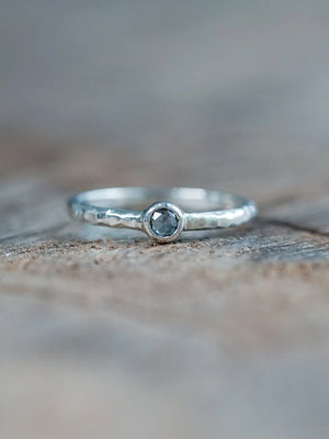 Hammered Sapphire Ring in Silver