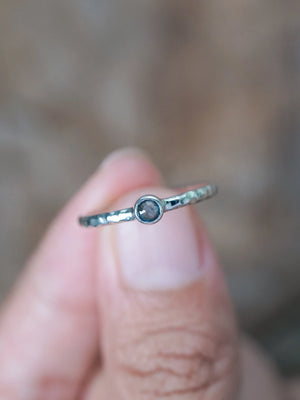 Hammered Sapphire Ring in Sterling Silver