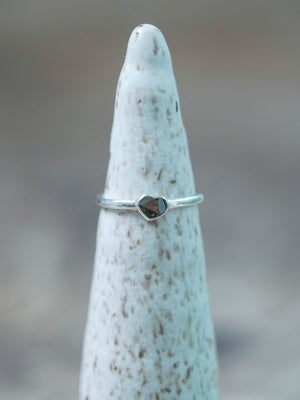 Heart Shaped Diamond Ring in Sterling Silver