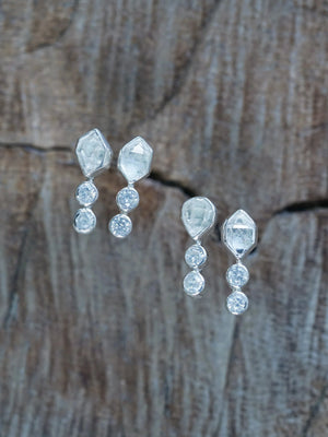 Herkimer Diamond and Zircon Earrings in Recycled Sterling Silver