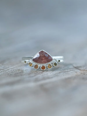 Hessonite Garnet, Citrine and Sapphire Ring Set - Gardens of the Sun | Ethical Jewelry