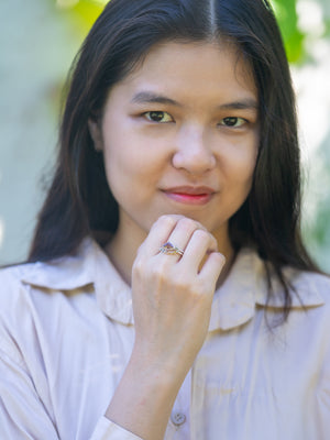 Hessonite Garnet, Citrine and Sapphire Ring Set - Gardens of the Sun | Ethical Jewelry