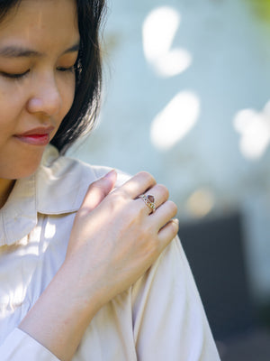 Hessonite Garnet, Citrine and Sapphire Ring Set - Gardens of the Sun | Ethical Jewelry