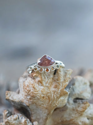 Hessonite Garnet, Citrine and Sapphire Ring Set - Gardens of the Sun | Ethical Jewelry