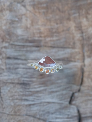 Hessonite Garnet, Citrine and Sapphire Ring Set - Gardens of the Sun | Ethical Jewelry