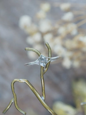 Hexagon Gray Diamond Ring in Silver - Gardens of the Sun | Ethical Jewelry