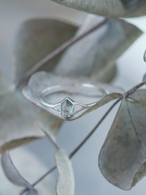 Hexagon Gray Diamond Ring in Silver - Gardens of the Sun | Ethical Jewelry