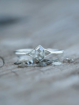Hexagon Gray Diamond Ring in Silver - Gardens of the Sun | Ethical Jewelry