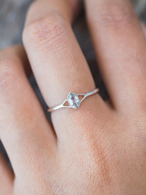 Hexagon Gray Diamond Ring in Silver - Gardens of the Sun | Ethical Jewelry