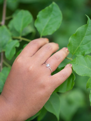 Hexagon Gray Diamond Ring in Silver - Gardens of the Sun | Ethical Jewelry
