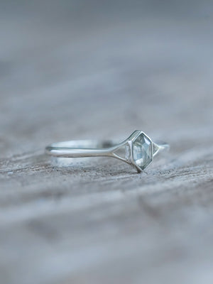 Hexagon Gray Diamond Ring in Silver - Gardens of the Sun | Ethical Jewelry