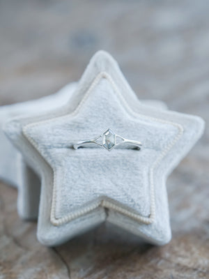 Hexagon Gray Diamond Ring in Silver - Gardens of the Sun | Ethical Jewelry
