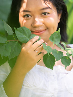 Hexagon Gray Diamond Ring in Silver - Gardens of the Sun | Ethical Jewelry