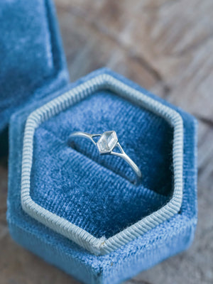 Hexagon Gray Diamond Ring in Silver - Gardens of the Sun | Ethical Jewelry