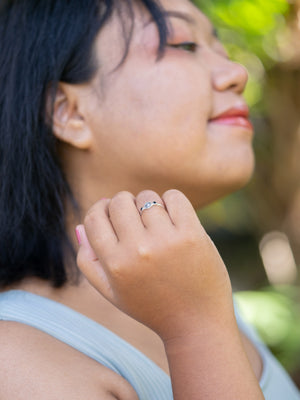 Hexagon Gray Diamond and Spinel Ring - Gardens of the Sun | Ethical Jewelry