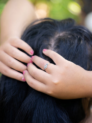 Hexagon Gray Diamond and Spinel Ring - Gardens of the Sun | Ethical Jewelry