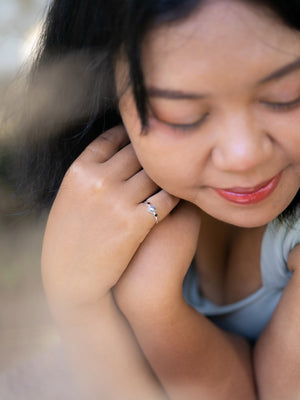 Hexagon Gray Diamond and Spinel Ring - Gardens of the Sun | Ethical Jewelry