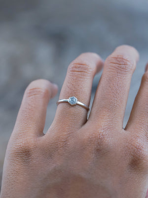 Small Hexagon Salt and Pepper Diamond Ring - Gardens of the Sun | Ethical Jewelry