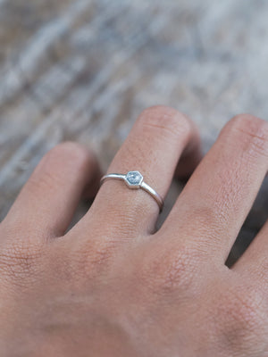 Small Hexagon Salt and Pepper Diamond Ring - Gardens of the Sun | Ethical Jewelry