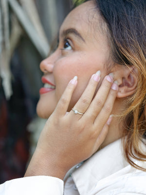 Small Hexagon Salt and Pepper Diamond Ring - Gardens of the Sun | Ethical Jewelry