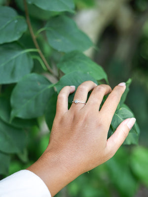 Small Hexagon Salt and Pepper Diamond Ring - Gardens of the Sun | Ethical Jewelry