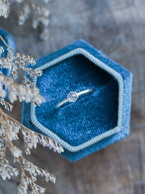 Small Hexagon Salt and Pepper Diamond Ring - Gardens of the Sun | Ethical Jewelry