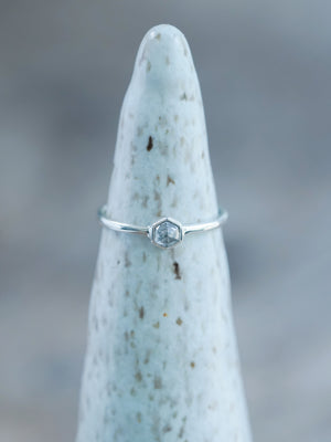 Small Hexagon Salt and Pepper Diamond Ring - Gardens of the Sun | Ethical Jewelry