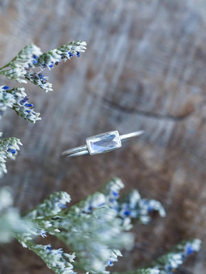 Horizontal Baguette Moonstone Ring - Gardens of the Sun | Ethical Jewelry
