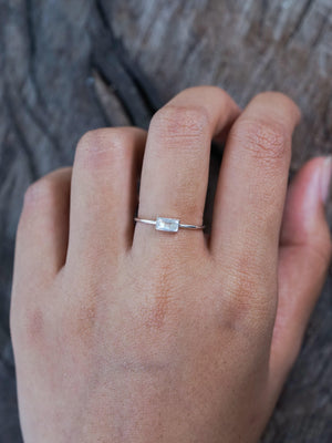 Horizontal Baguette Moonstone Ring - Gardens of the Sun | Ethical Jewelry