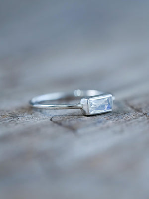 Horizontal Baguette Moonstone Ring - Gardens of the Sun | Ethical Jewelry