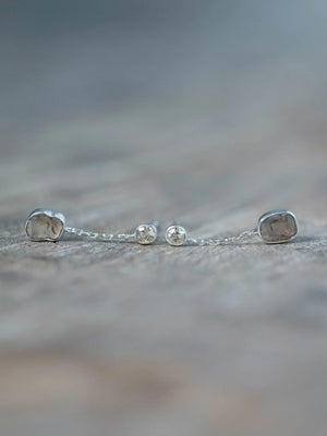 Indonesian Diamond Dew Drop & Dangling Earrings in Silver